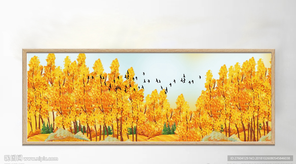 手绘森林风景创意装饰画