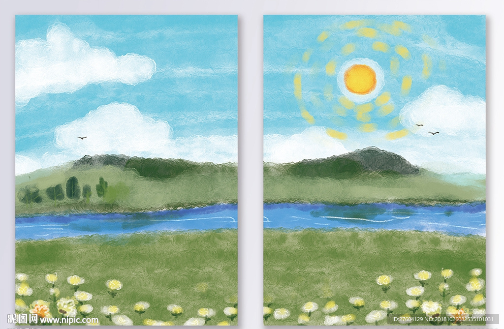 现代梵高风田园风景装饰画