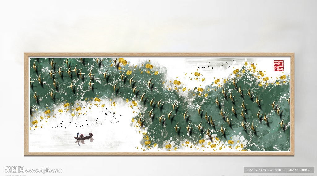 中国风水墨淡彩风景装饰画