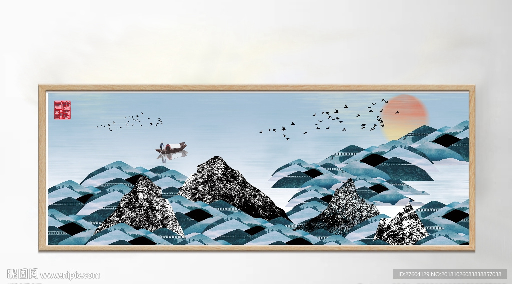 中国风民俗山川风景装饰画