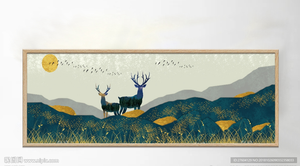 北欧风山川动物风景装饰画