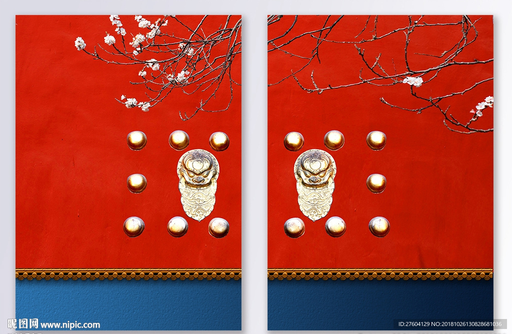 中国风复古宫廷立体二联装饰画