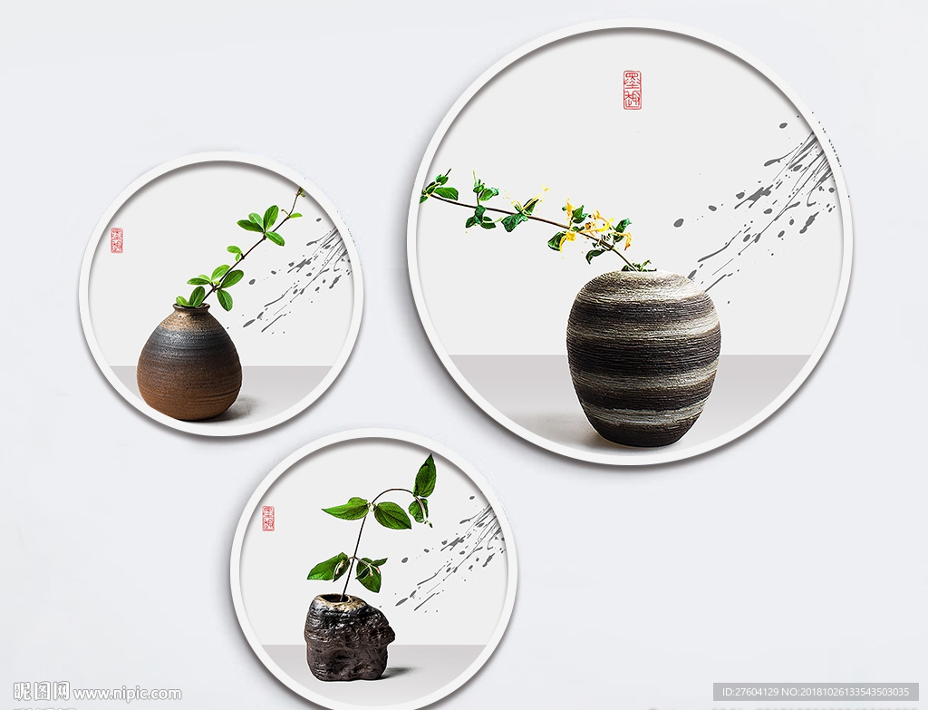 中式立体静物陶瓷釉装饰画