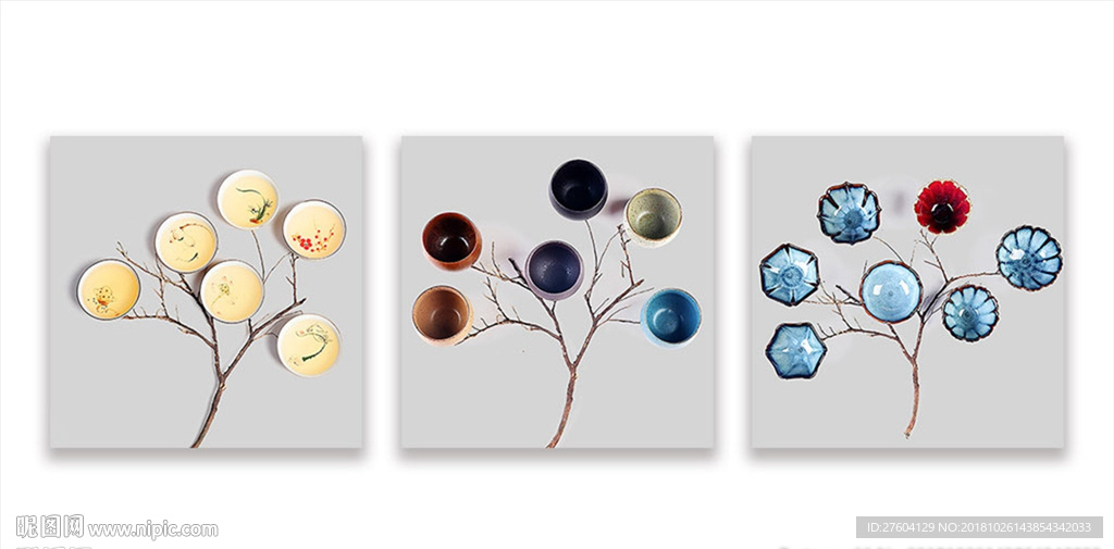 清新陶瓷釉茶杯装饰画