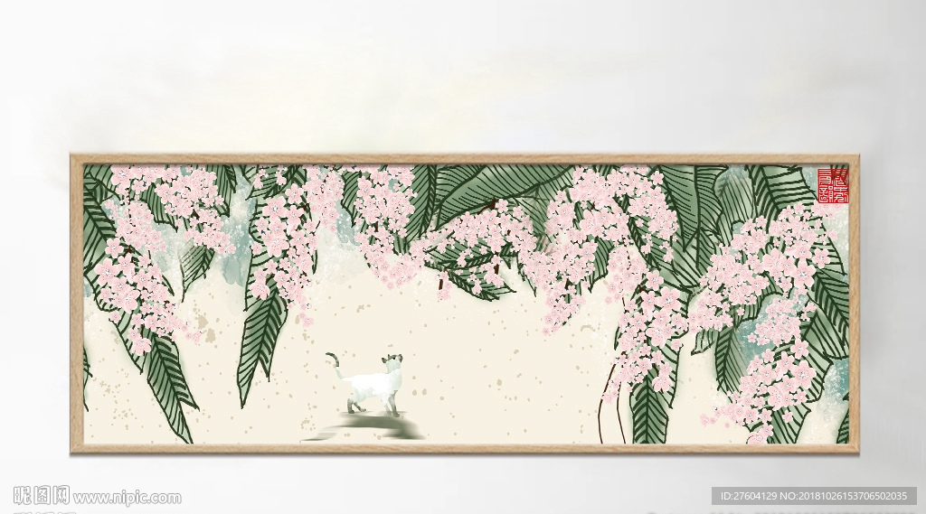 中国风手绘民俗植物淡彩装饰画