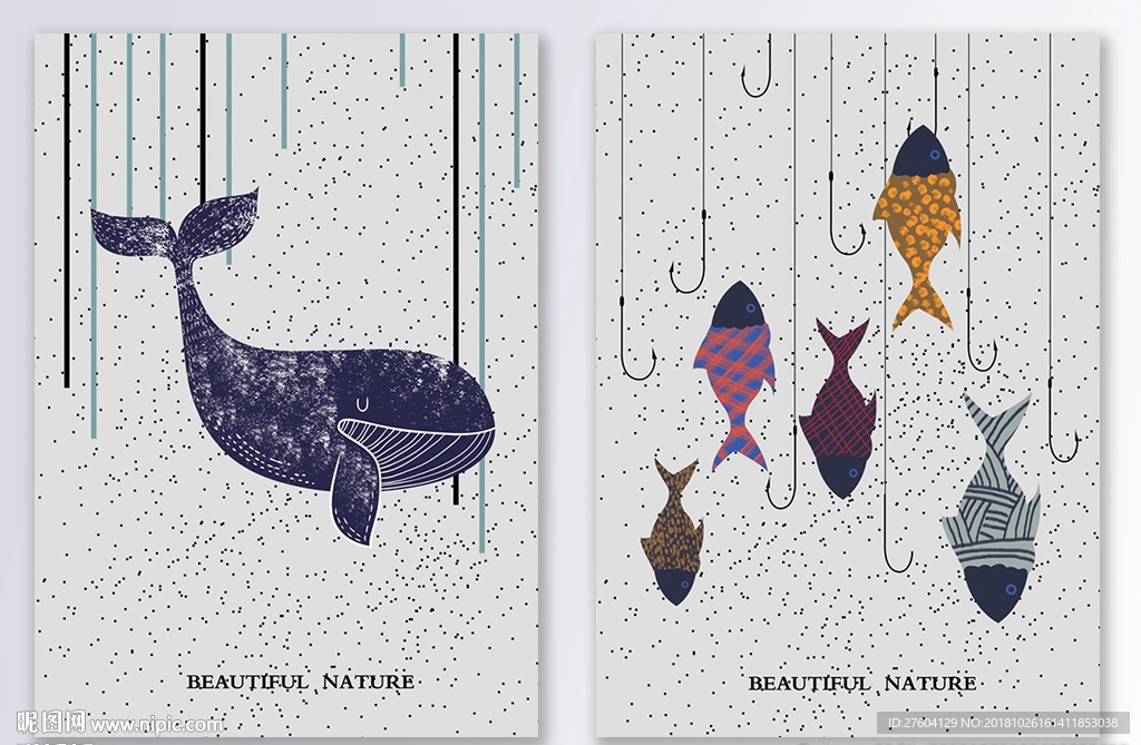 手绘北欧风动物创意装饰画