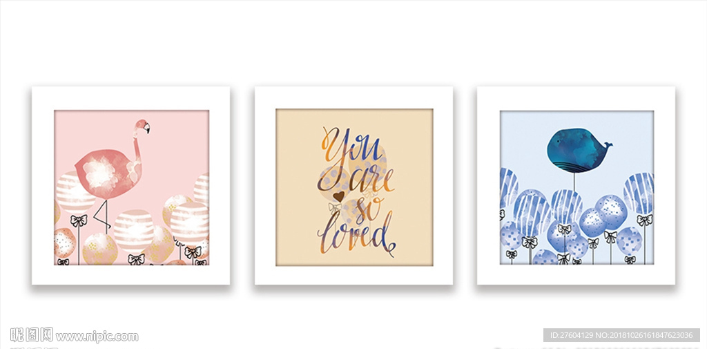 可爱手绘淡彩动物装饰画