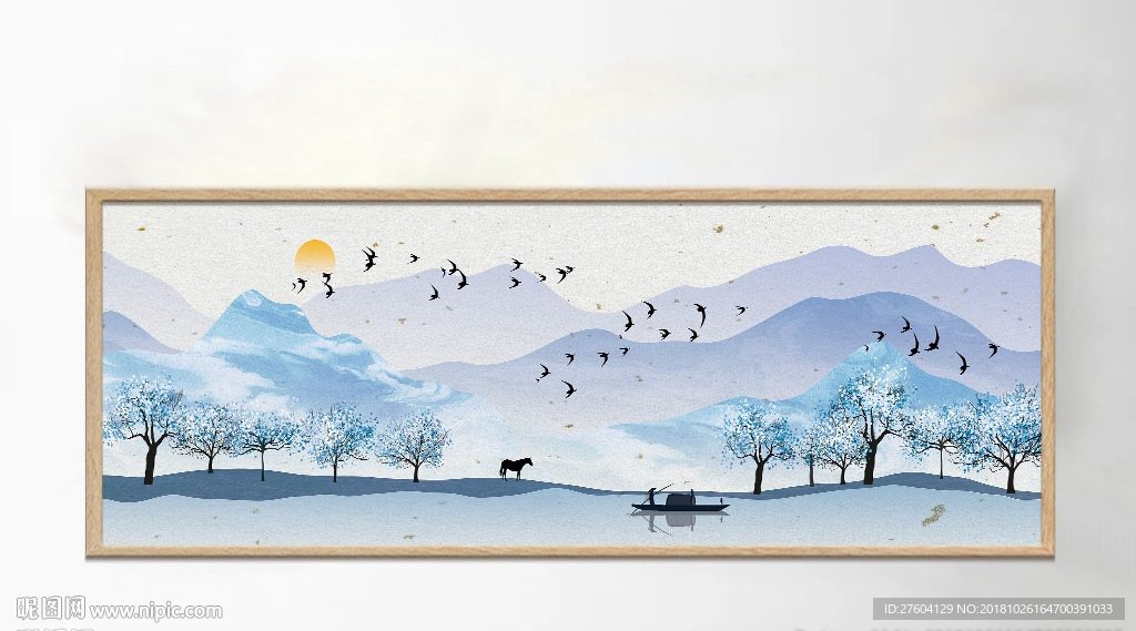 中式意境山水树林风光装饰画