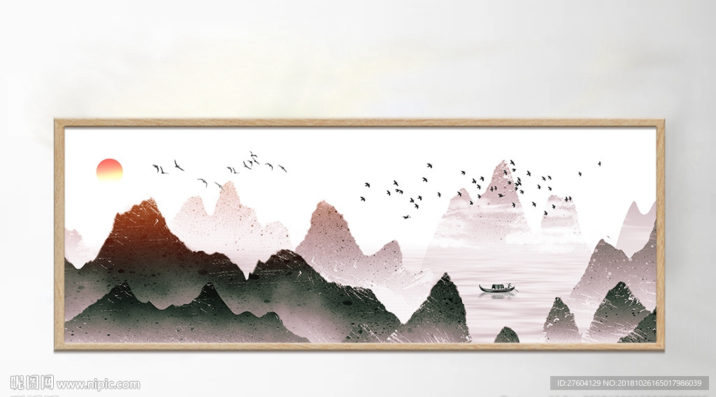 中国风意境唯美山水水墨画装饰画