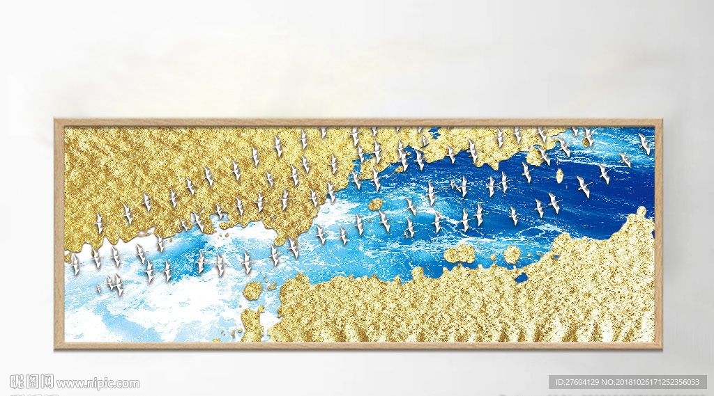 山水海洋飞鸟风景装饰画