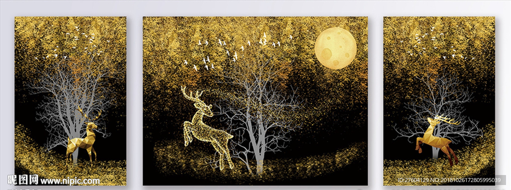 中式森林风景装饰画