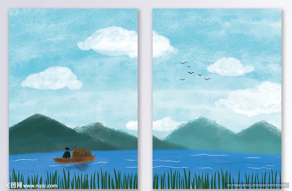 清新蓝天白云风景装饰画