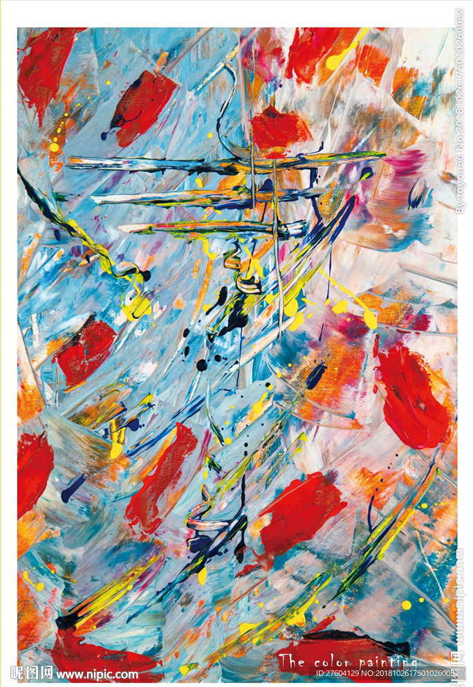 现代创意色彩抽象油画颜料装饰画