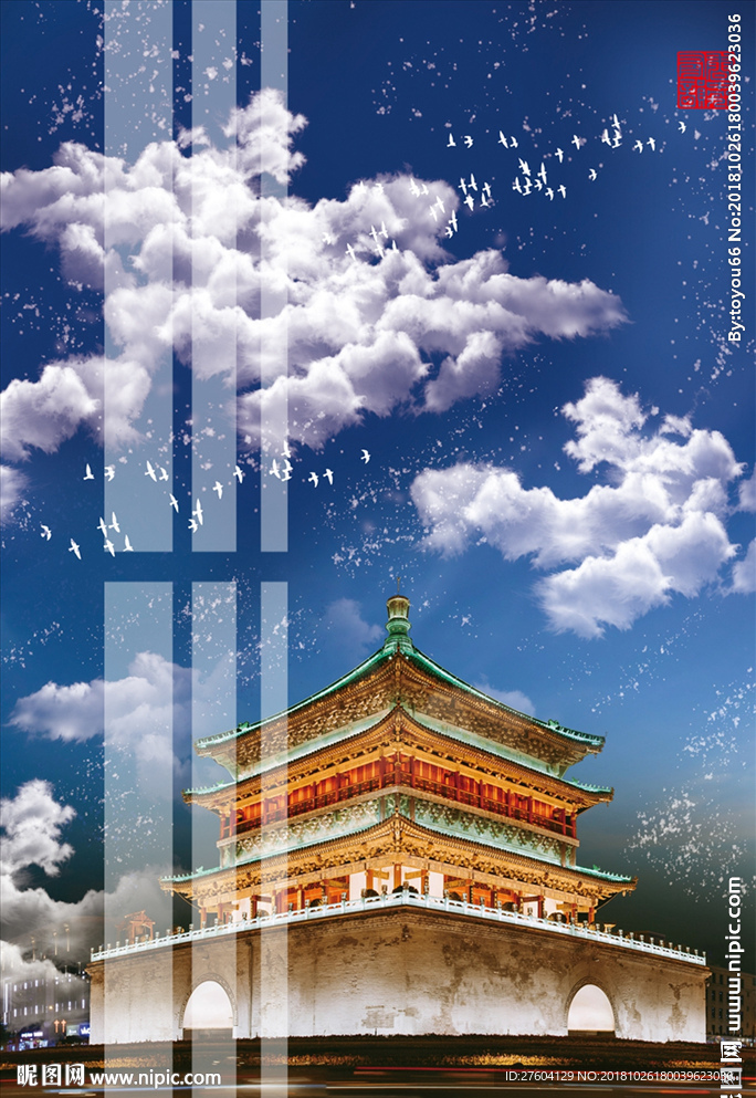 中国风建筑风景装饰画
