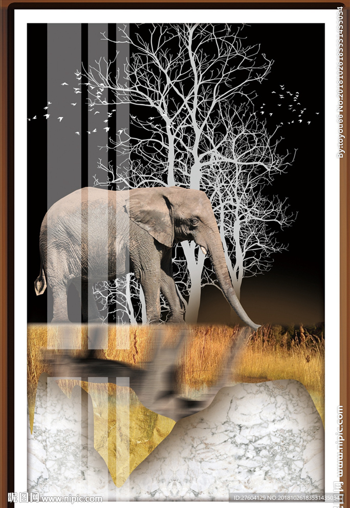 现代创意动物大象装饰画