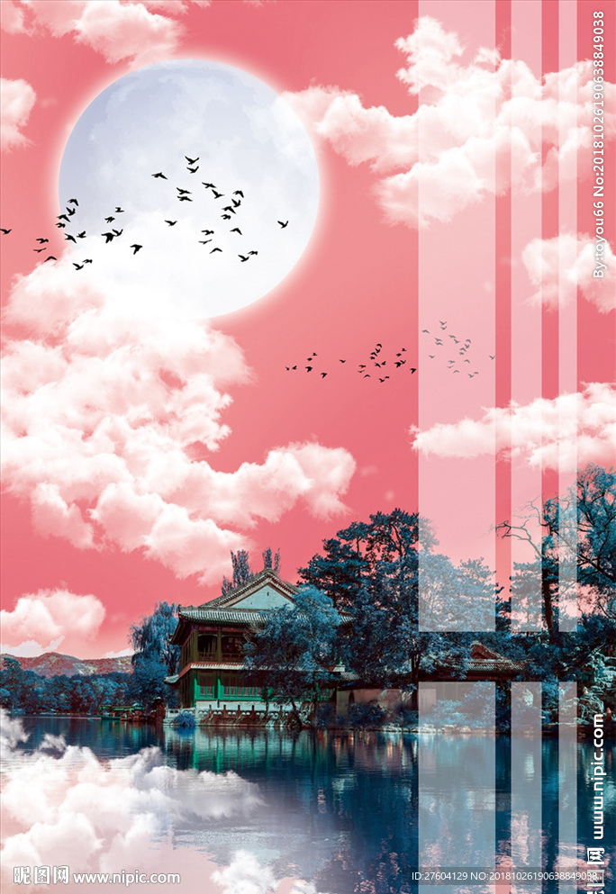 中国风建筑风景装饰画