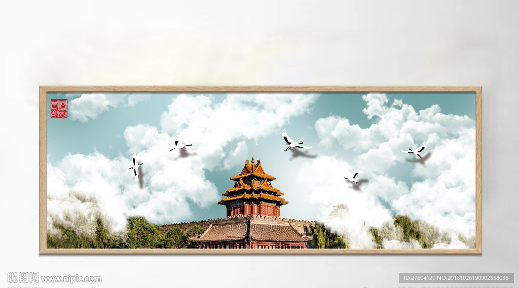 中国风大气文艺古建筑风景装饰画