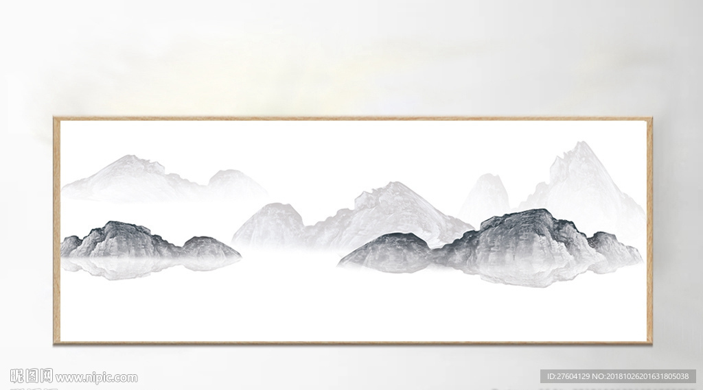 简约抽象水墨山水装饰画图片