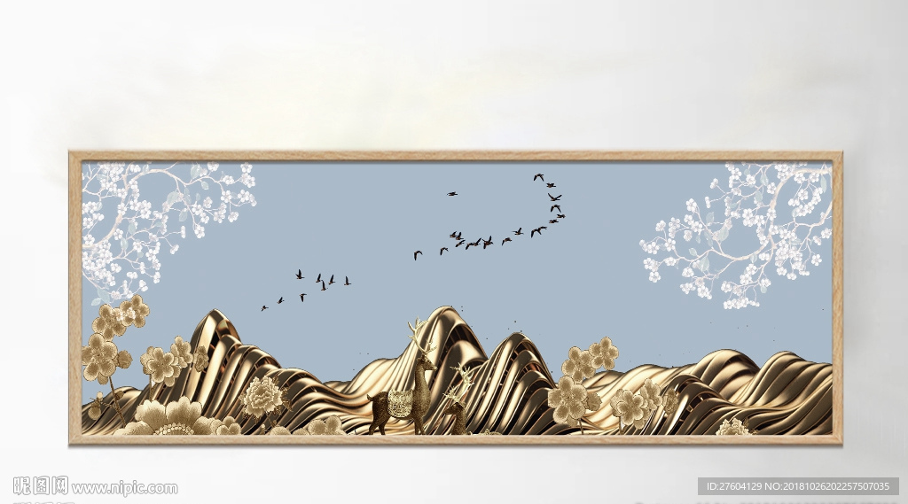 立体黄金山风景抽象装饰画