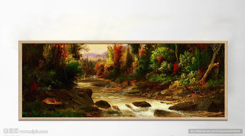 北欧油画风景森林彩色装饰画