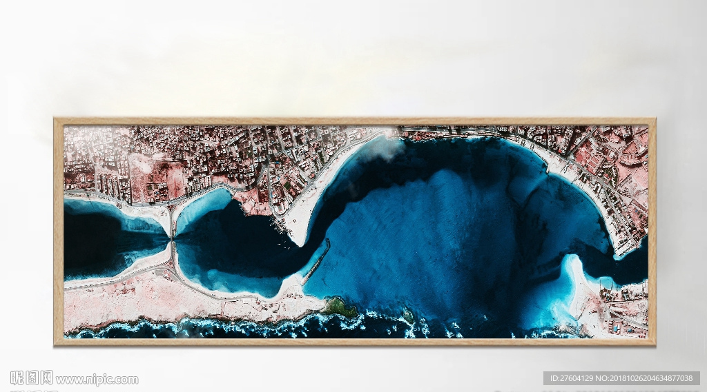 北欧蓝色湖面艺术抽象装饰画