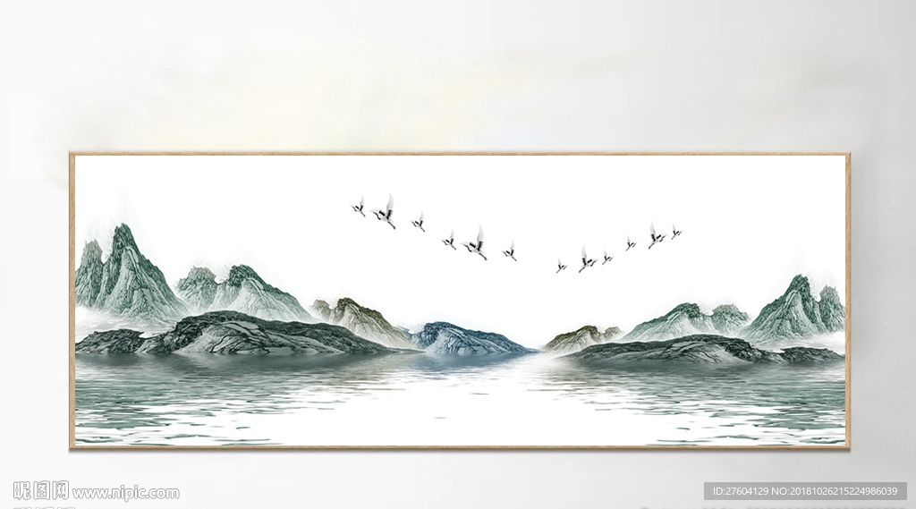 中式山水分风景花鸟艺术装饰画