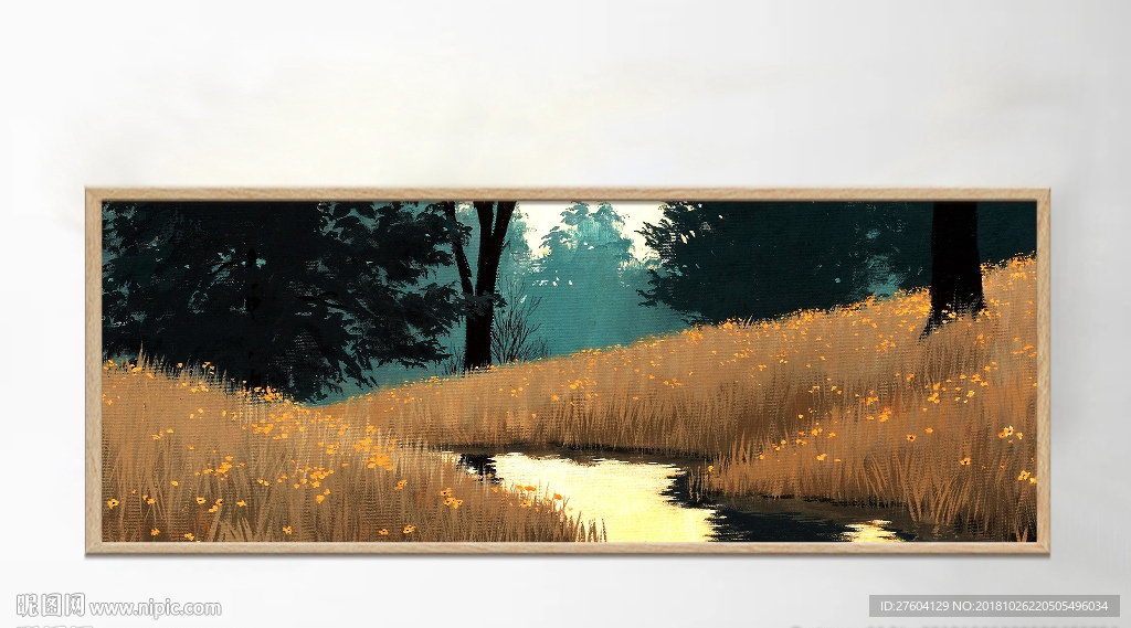 北欧油画黄色草丛装饰画