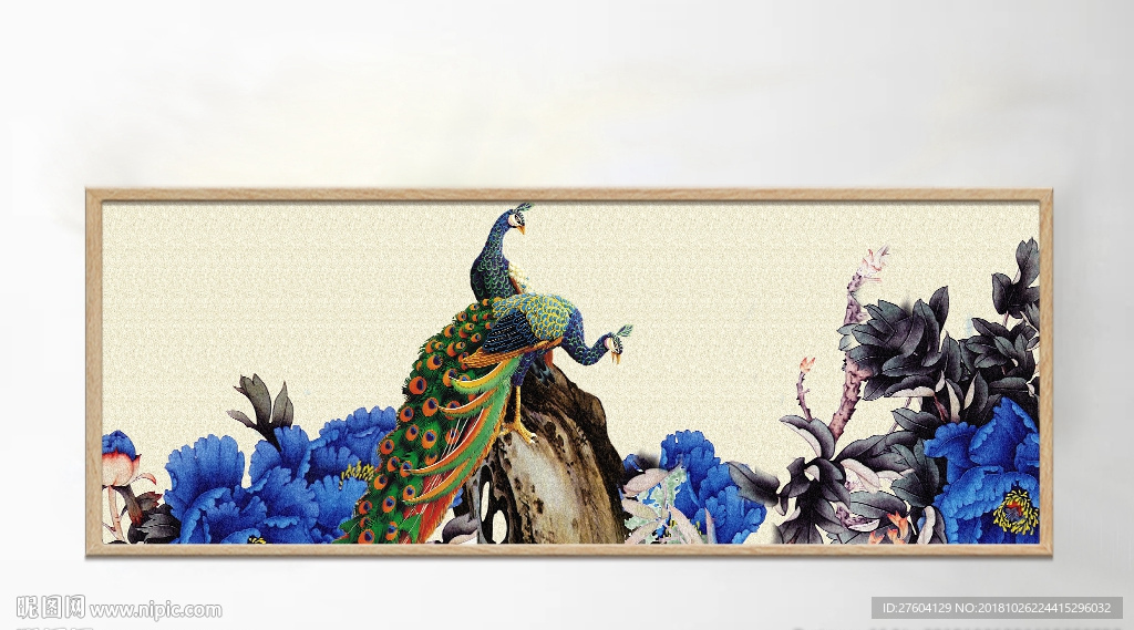 中式国画孔雀鸟类装饰画