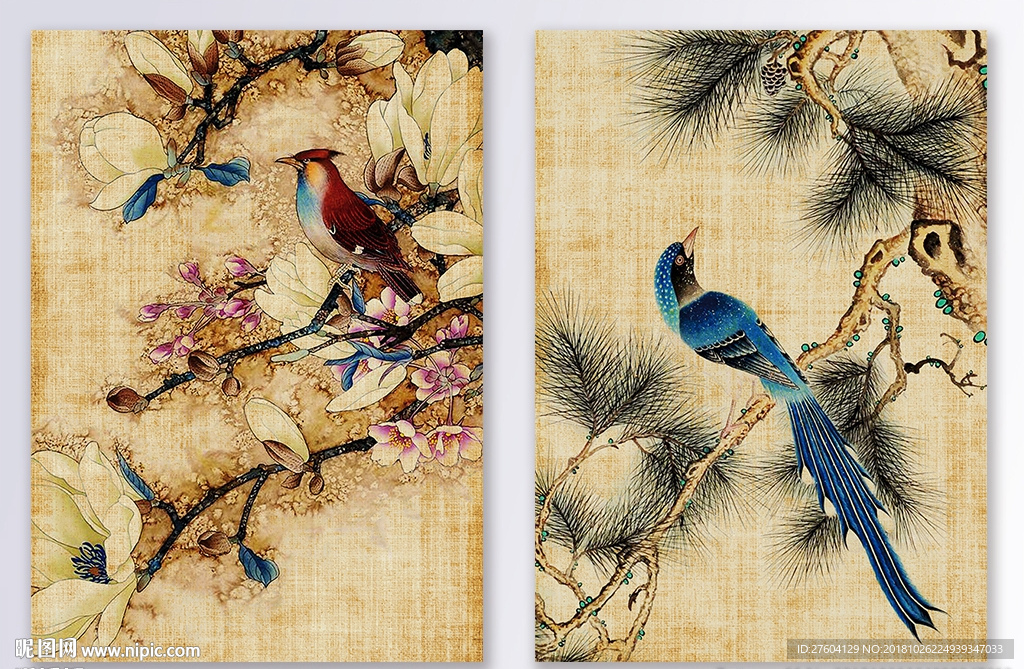 中式中国风花鸟植物装饰画