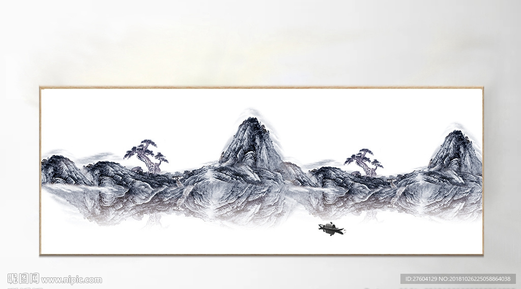 抽象金色水墨山水装饰画