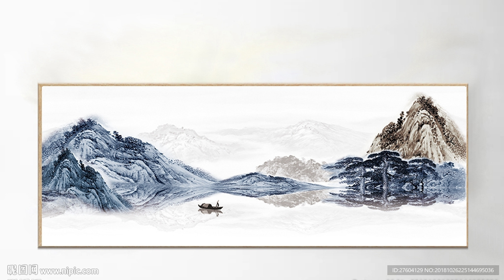 抽象金色水墨山水装饰画