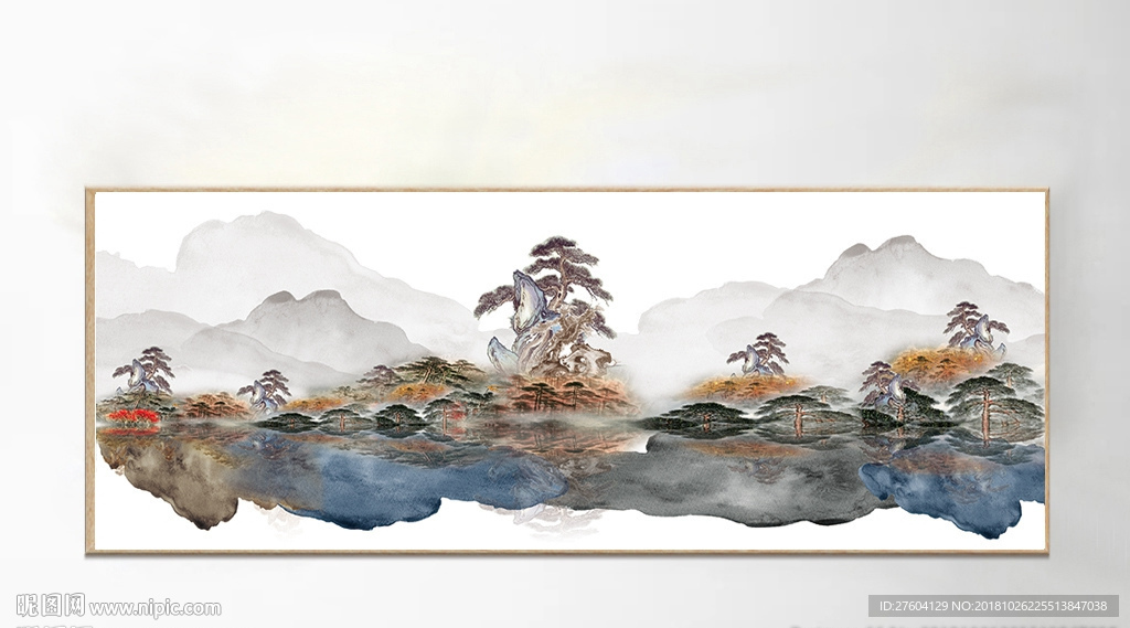 中式山水国画水墨抽象装饰画