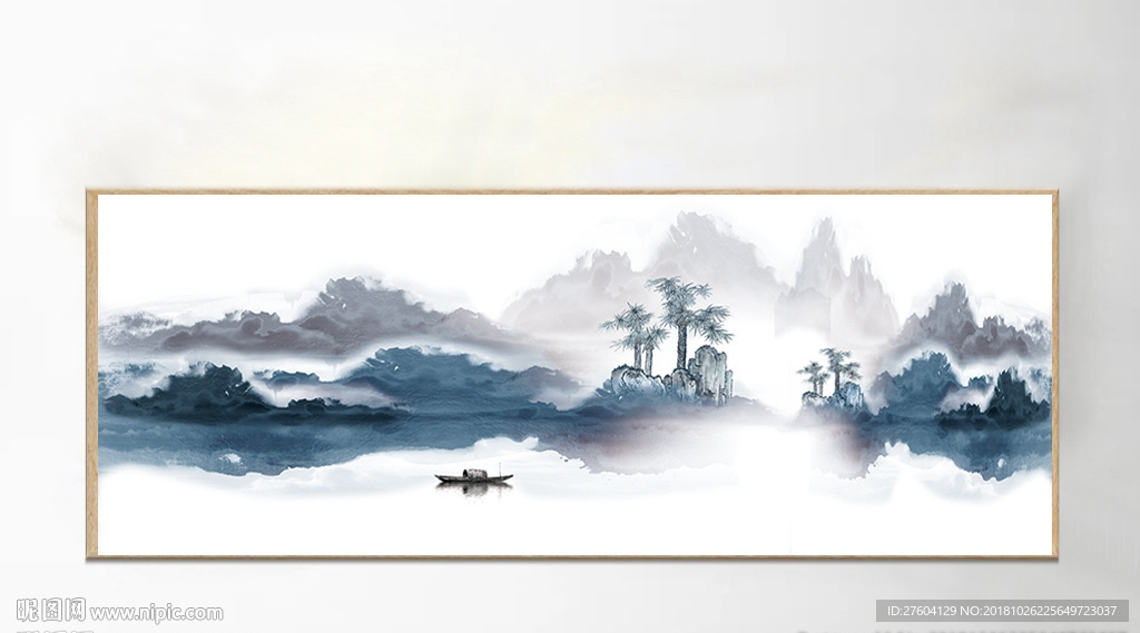 蓝色抽象山水风景艺术装饰画