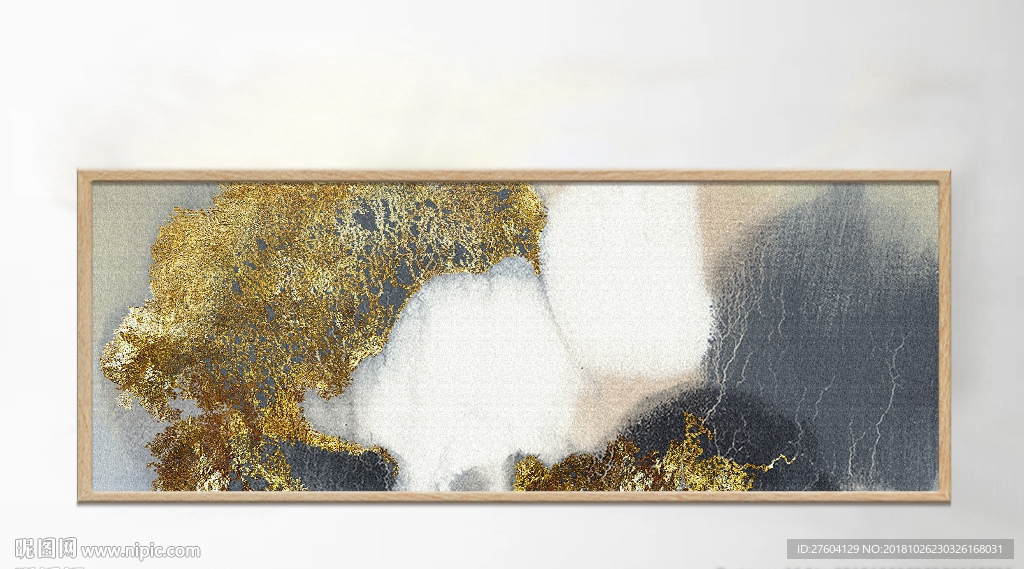 水墨金箔油画黑色白色装饰画