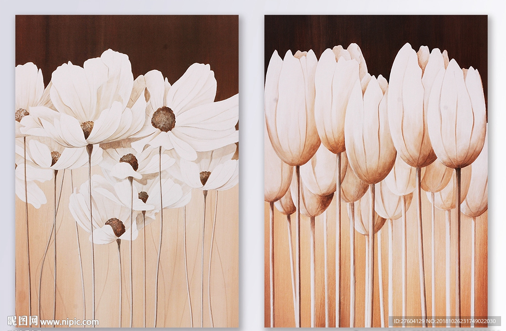 北欧植物花卉油画装饰画