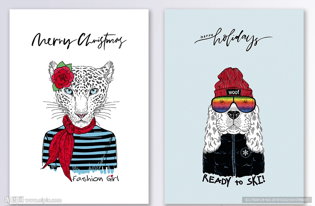 北欧动物红色简约装饰画