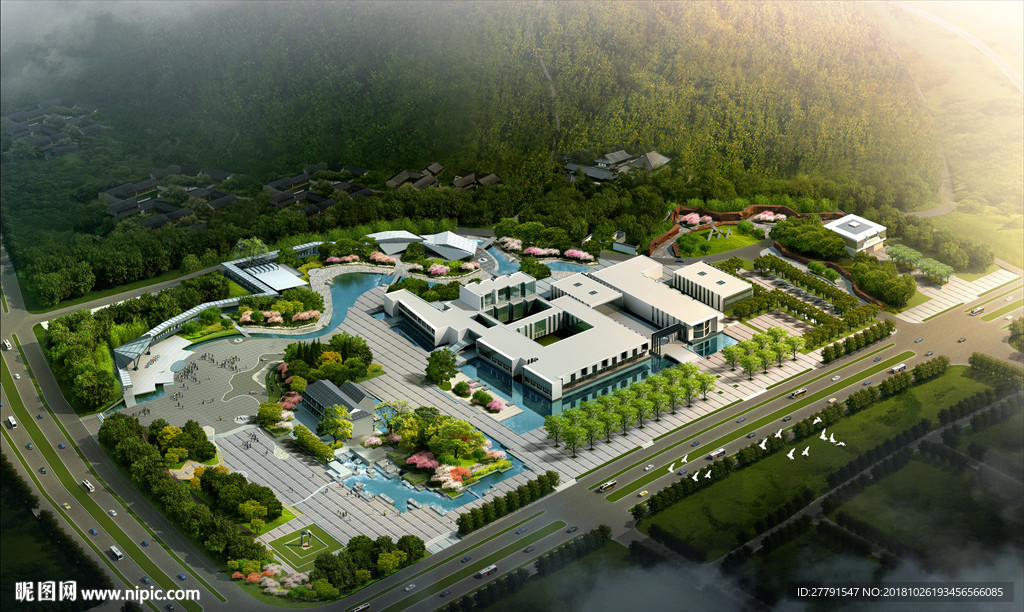 公园景观鸟瞰效果图