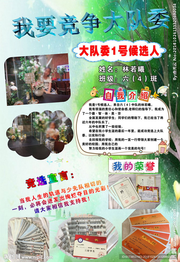 大队委竞选 请投我一票 大队委