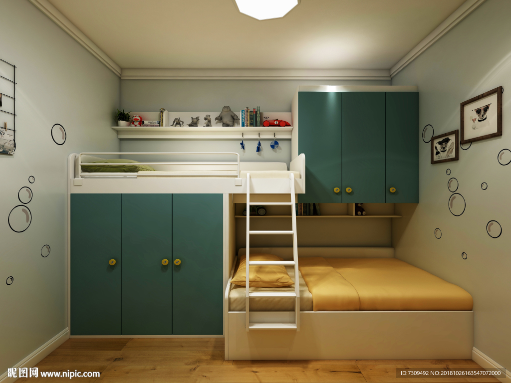 现代简约清新儿童房装饰效果图