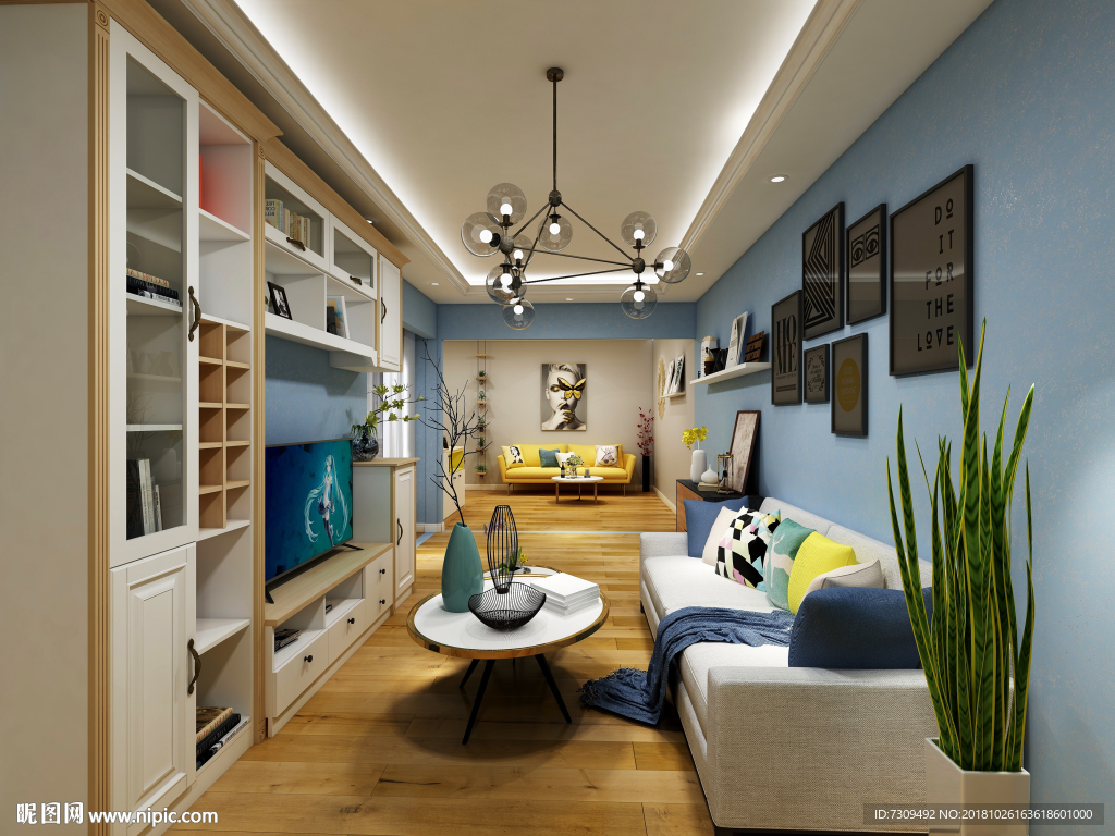 现代简约风家装客厅装修效果图