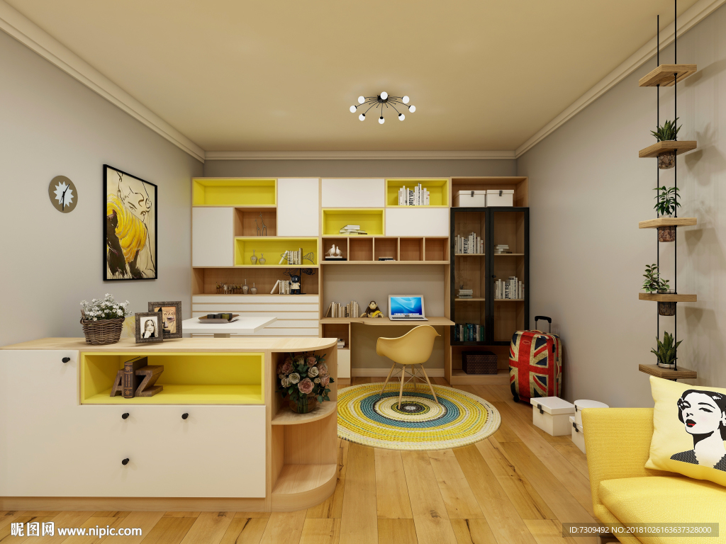 现代简约风格家居书房装修效果