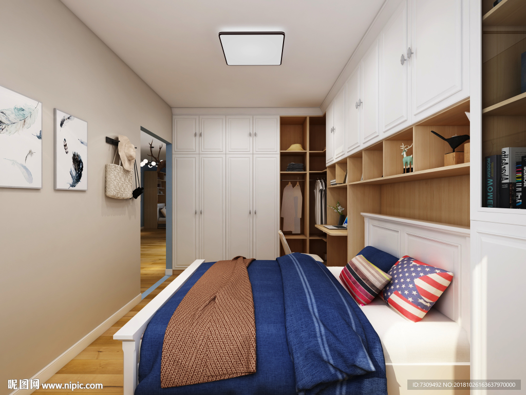 现代简约主人房装修效果图