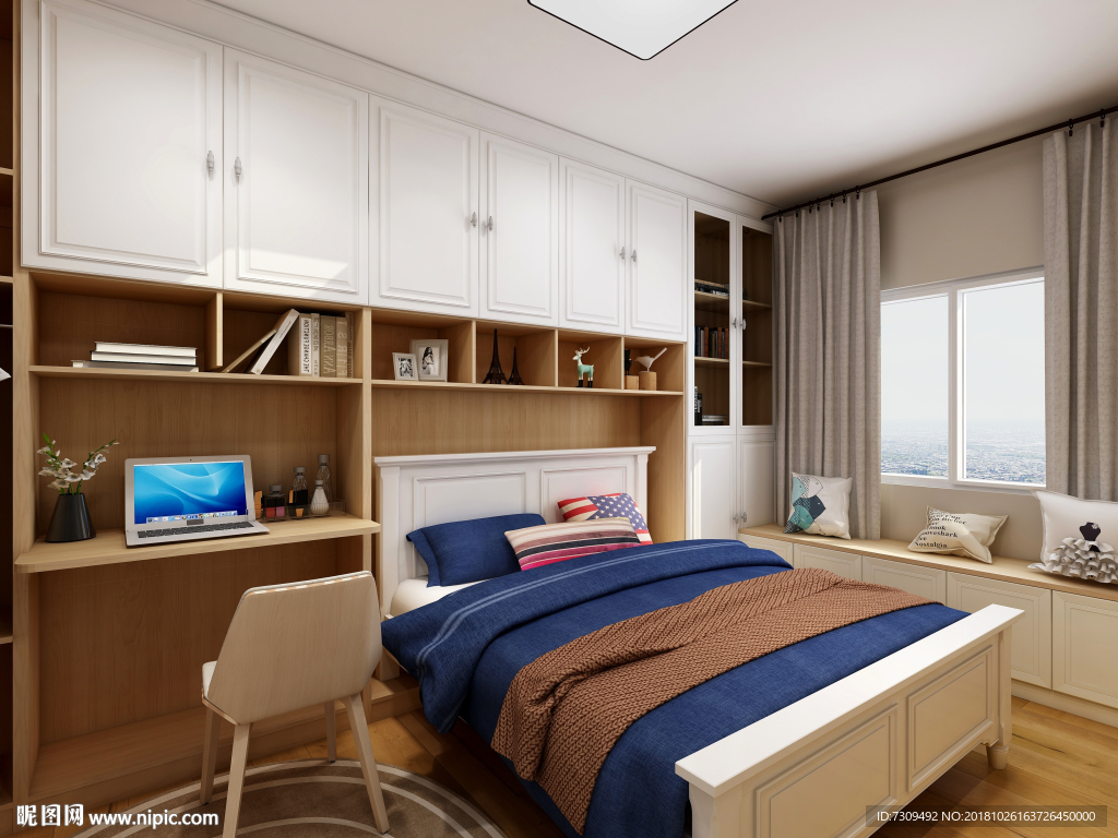 现代简约家居主卧装修效果图