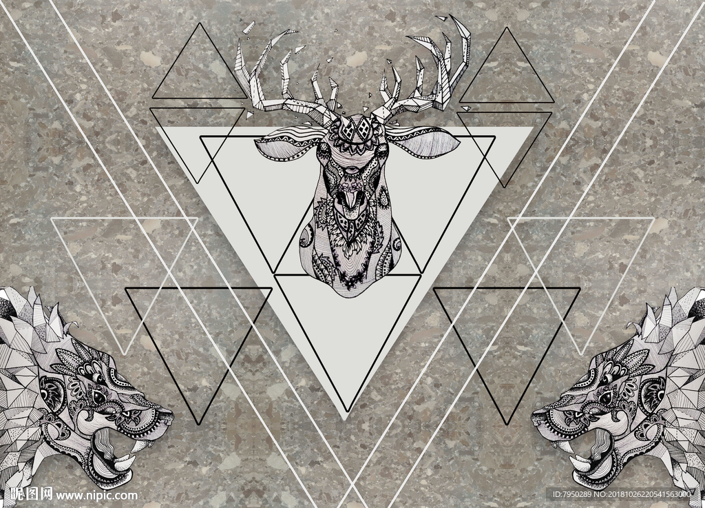 北欧麋鹿简约时尚背景墙