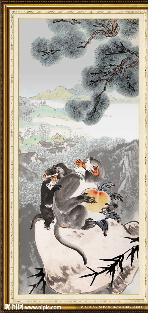 水墨猴子图