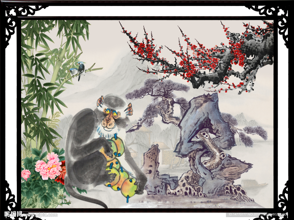 金猴迎春 水墨猴子