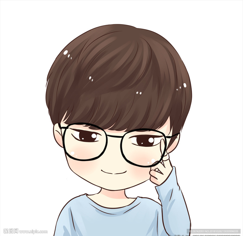 男生扶眼眶酷酷的Q版