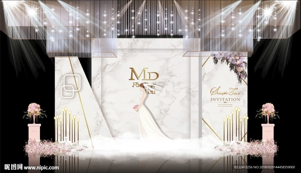 白色大理石主题婚礼舞台效果图