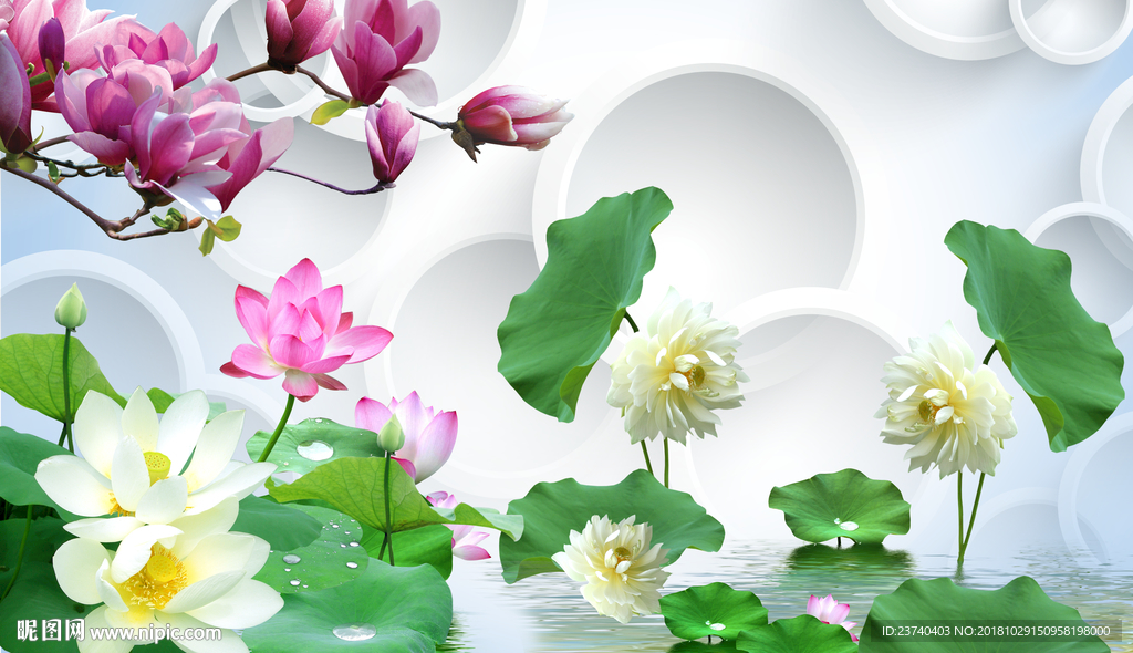 3d背景墙荷花