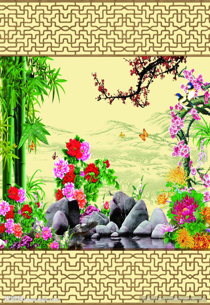 牡丹  竹